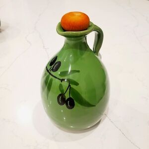 Vintage Galantino Italy Hand Painted Pottery Oil Jar